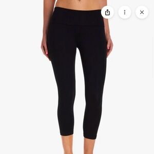 Classic Black fold over capri Leggings 100% cotton